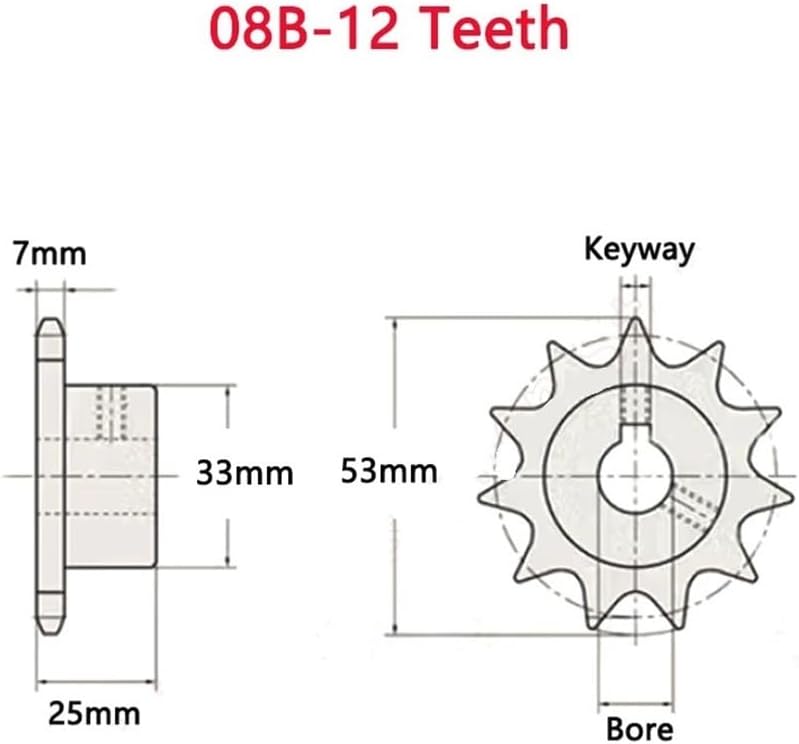 Pinion Gear Set,Motor Gear Teeth, 1pc 12 24 Teeth 08B Industrial Drive Sprocket Wheel 45# Steel Chain Gear 12T 24T(24 Teeth,14mm (Keyway 5mm)) - Image 3