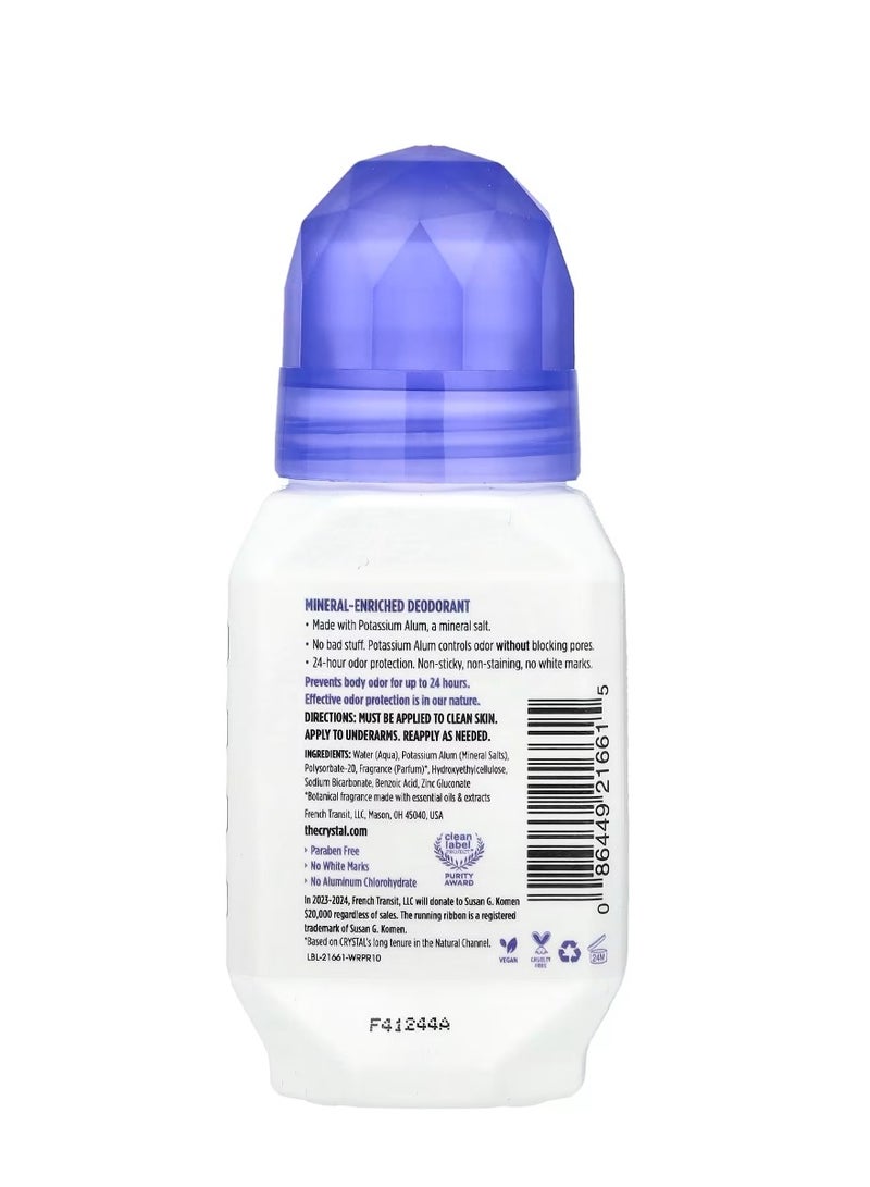 CRYSTAL Mineral-Enriched Deodorant Roll-On Lavender & White Tea 2.25 fl oz (66 ml) - Image 2