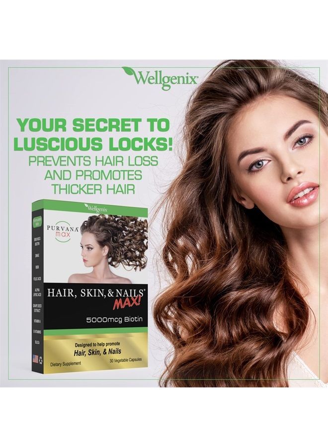 wellgenix Purvana Max Hair, Skin and Nails Max 30 Veg. Caps. (2 Pack) - Image 3