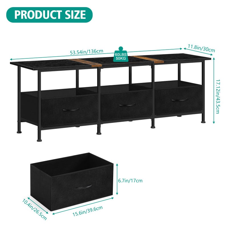ETELI Small TV Stand for Living Room Entertainment Center with Storage TV Consoles Tables with Fabric Dressers for Bedroom, 50/55/60 inch Television - Image 2