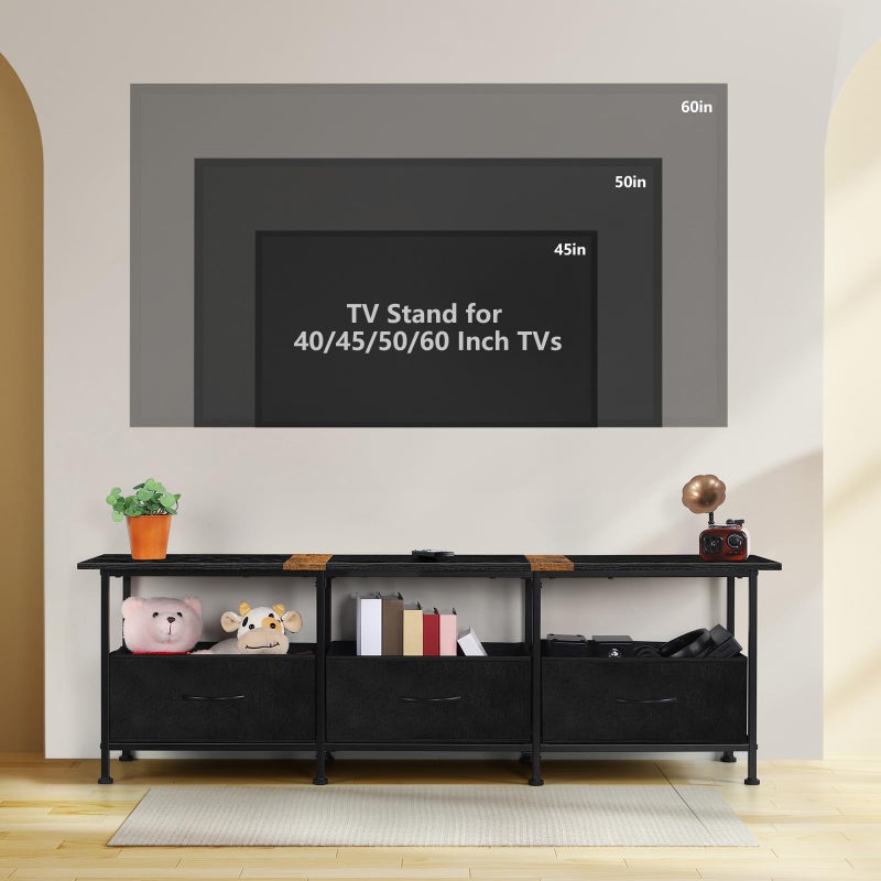 ETELI Small TV Stand for Living Room Entertainment Center with Storage TV Consoles Tables with Fabric Dressers for Bedroom, 50/55/60 inch Television - Image 3