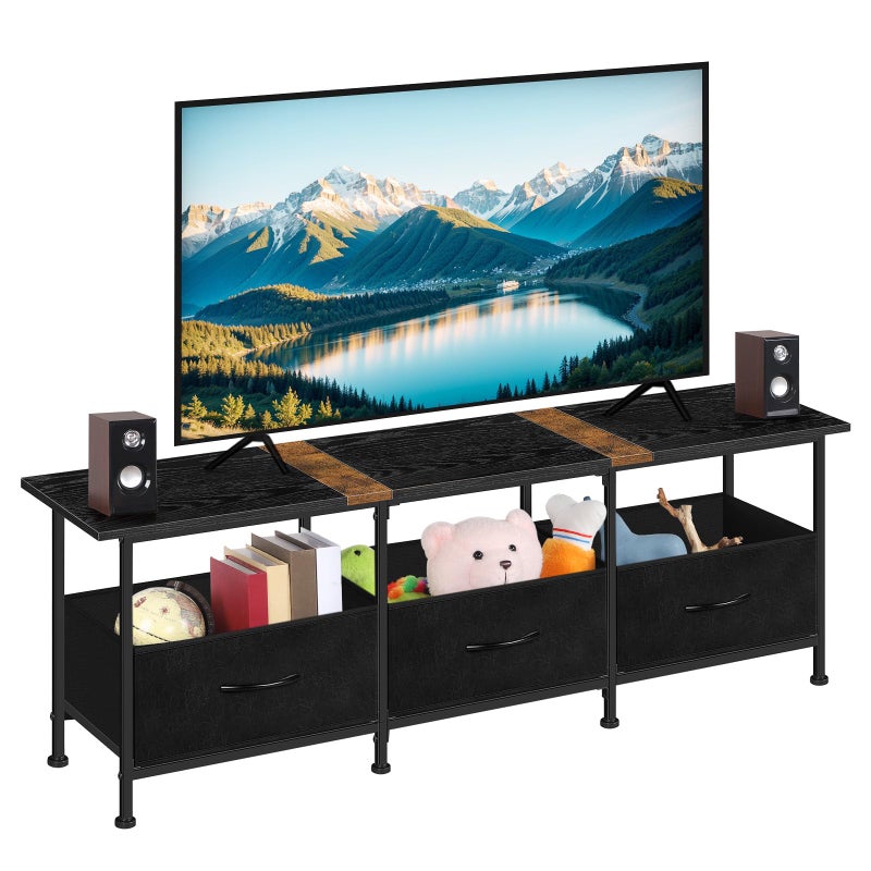 ETELI Small TV Stand for Living Room Entertainment Center with Storage TV Consoles Tables with Fabric Dressers for Bedroom, 50/55/60 inch Television - Image 1