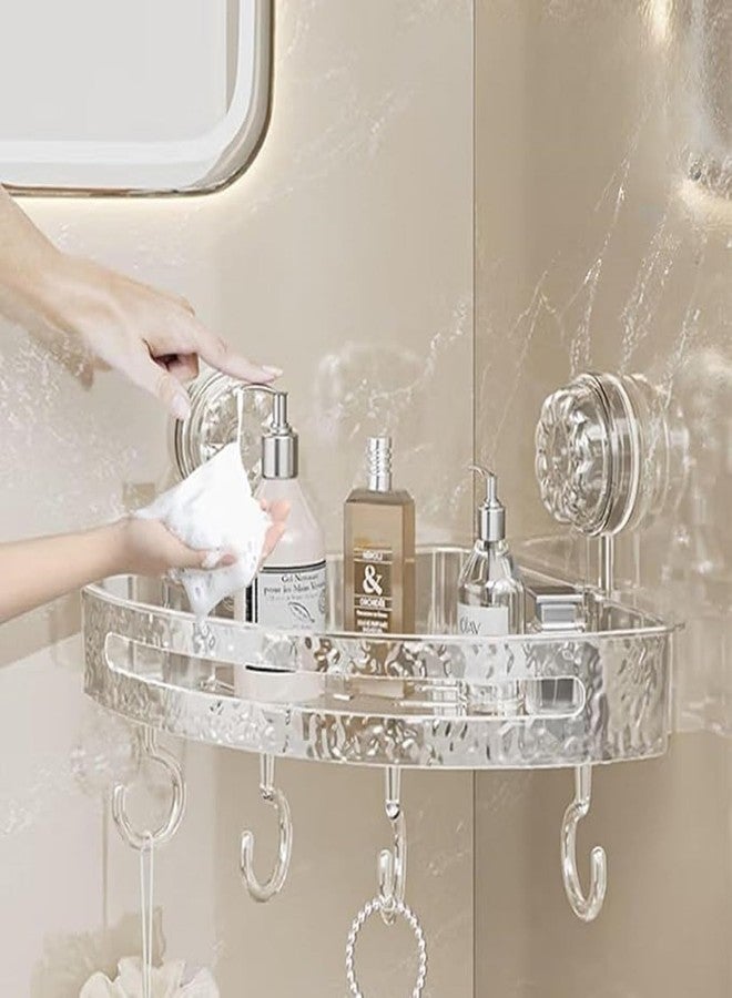 ZOCKRIX Suction Cup Corner Bathroom Shelf with Hooks, Wall Mounted Shower Storage Rack for Bottles and Toiletries (2) - Image 3
