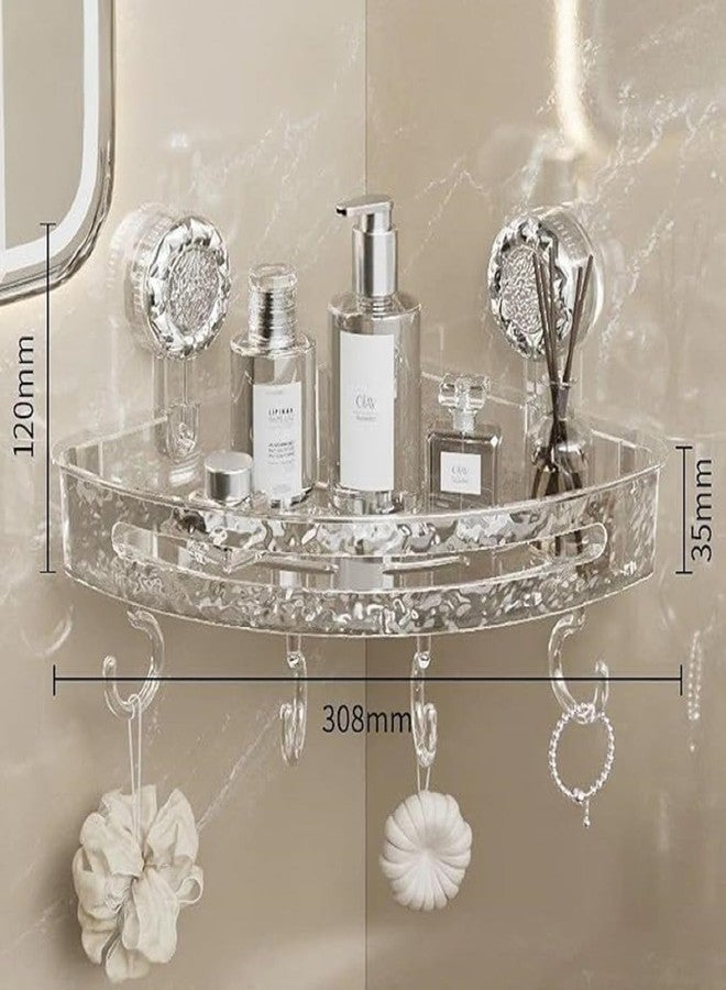 ZOCKRIX Suction Cup Corner Bathroom Shelf with Hooks, Wall Mounted Shower Storage Rack for Bottles and Toiletries (2) - Image 2
