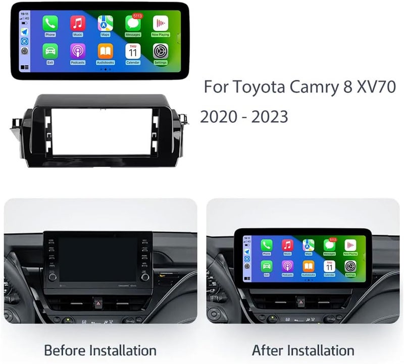 Vierex Fit Camry Car Stereo 12.3 inch Toyota Camry Android Screen 2020-2023 Wireless CarPlay & Android Auto, GPS Navigation, Bluetooth, DSP AHD Backup Camera (12.3" 4+32GB Carplay 8CORE) - Image 2