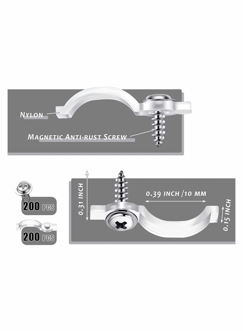 SYOSI Strip Light Mounting Brackets with Screws Sets Waterproof Led Holder 200 Pack LED Clips Included Ideal for 10 mm Wide Lights Bedroom Strips  - Image 4