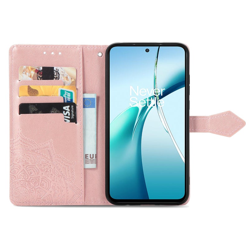 HuHa Protective Cover For Nothing Phone 2a Plus Mandala Flower Embossed Leather Phone Case(Rose Gold) - Image 3