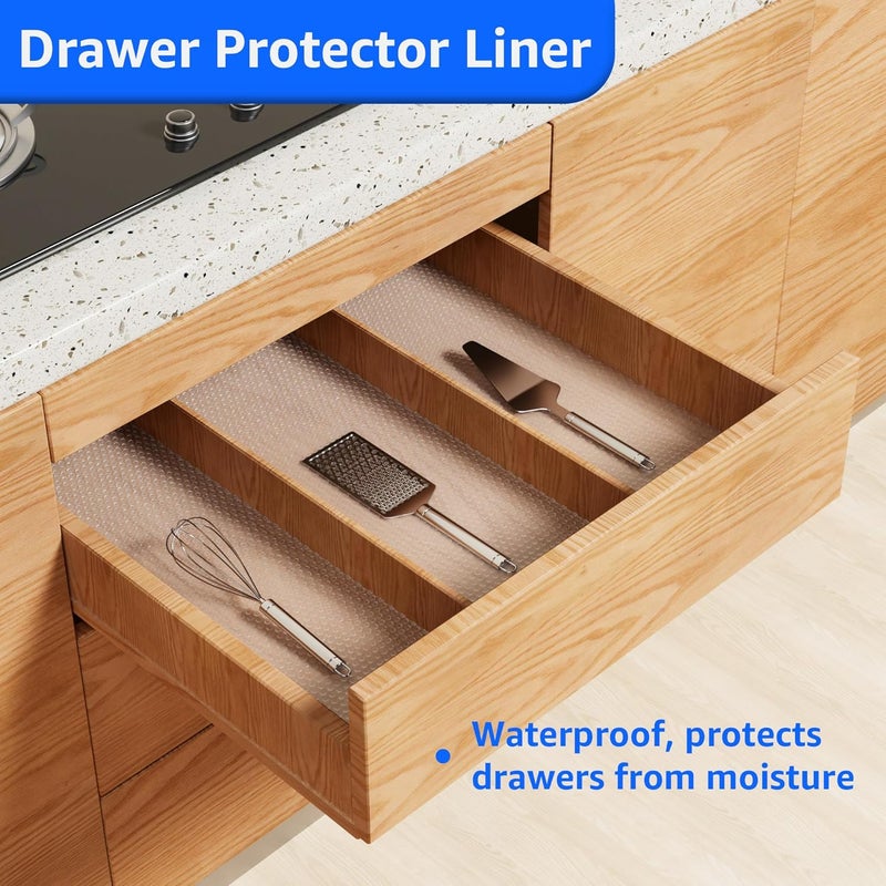 PaBUSIOr Clear Cabinet Drawer Liner: Translucent Waterproof Shelf Liners 15.8" x 240" - Small Kitchen Cupboard Drawer Mat for Refrigerator Pantry Closet - Image 2