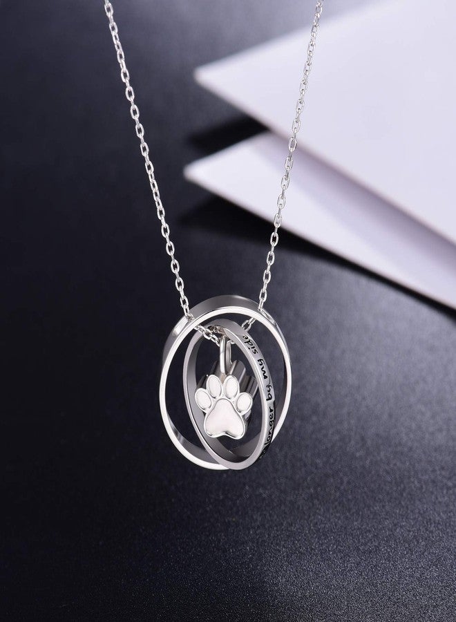 ACJNA S925 Sterling Silver Paw Print Urn Necklace No longer by my side Forever in my Heart Pet Dog Keepsake Cremation Jewelry for Ashes - Image 2