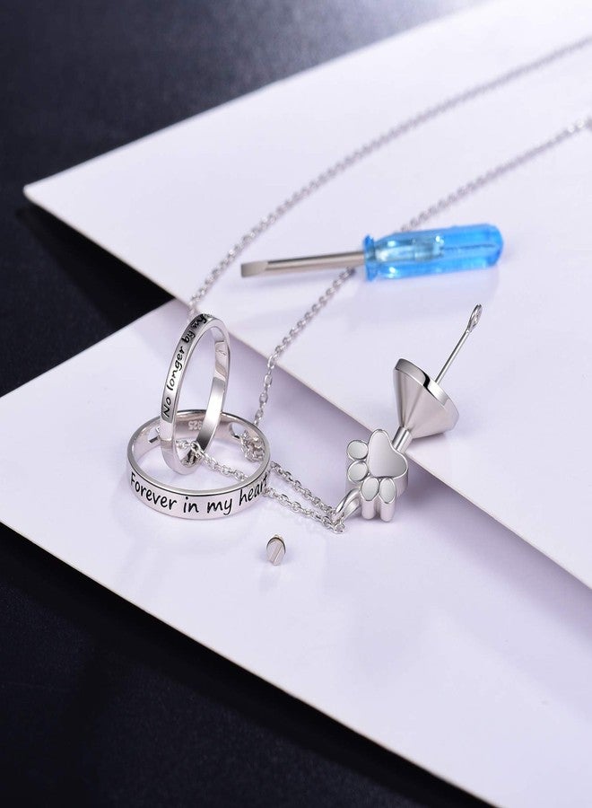 ACJNA S925 Sterling Silver Paw Print Urn Necklace No longer by my side Forever in my Heart Pet Dog Keepsake Cremation Jewelry for Ashes - Image 4