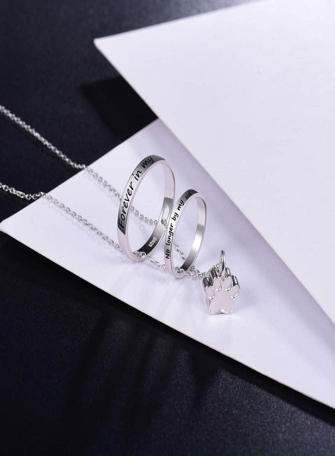 ACJNA S925 Sterling Silver Paw Print Urn Necklace No longer by my side Forever in my Heart Pet Dog Keepsake Cremation Jewelry for Ashes - Image 3