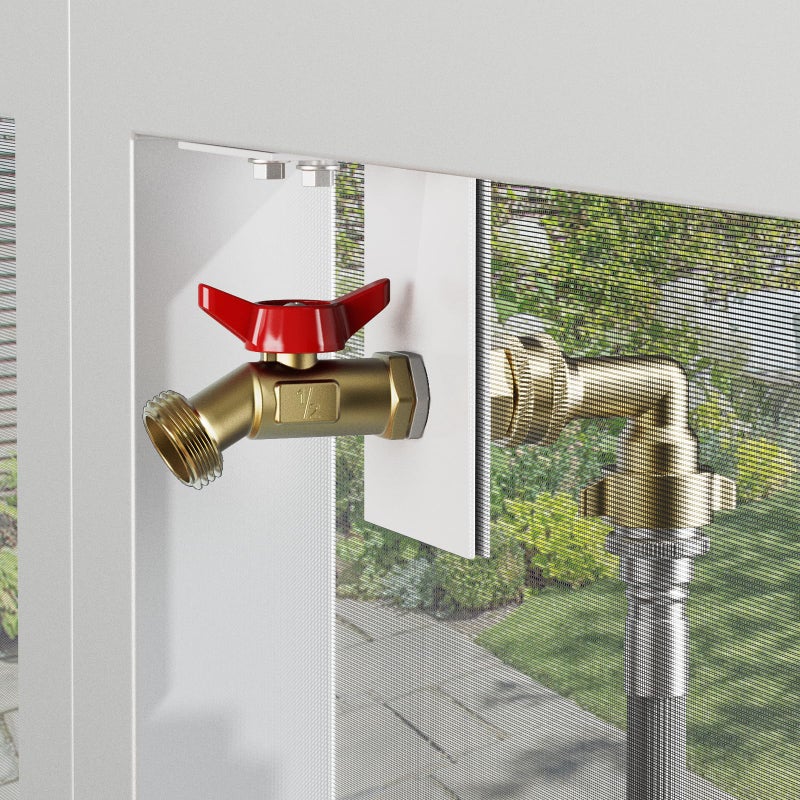 FETUSI Water Spigot KitHose bib ExtenderIndoortoOutdoor Water Access Durable Brass Connector Screen Door Adapter Quick DIY Installation with PreDrilled Hole Ideal for Screened Patios GardensWhite - Image 2