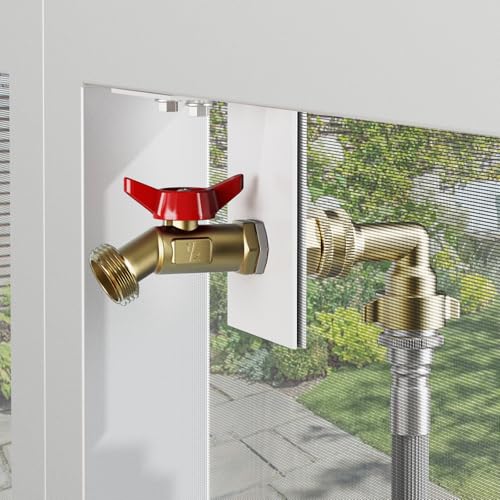FETUSI Water Spigot KitHose bib ExtenderIndoortoOutdoor Water Access Durable Brass Connector Screen Door Adapter Quick DIY Installation with PreDrilled Hole Ideal for Screened Patios GardensWhite - Image 1