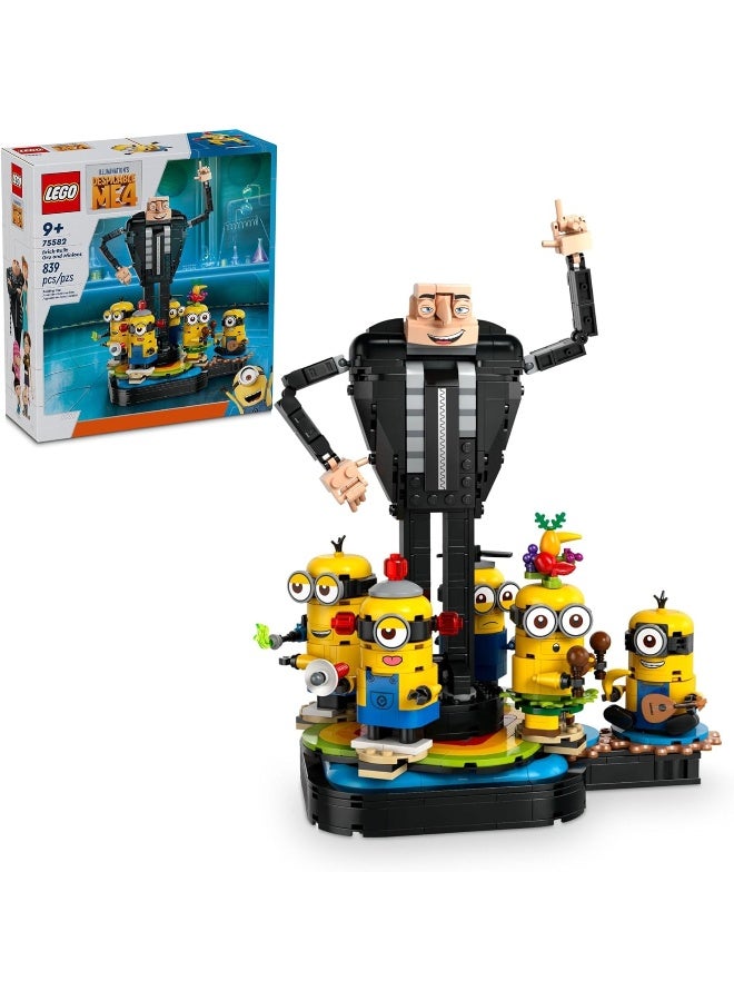 LEGO Despicable Me 4 Brick-Built Gru and Minions Figure, Buildable Minions Toy for Kids, Dancing Despicable Me Toy Figures Playset, Play-and-Display Minions Birthday Gift for Boys and Girls