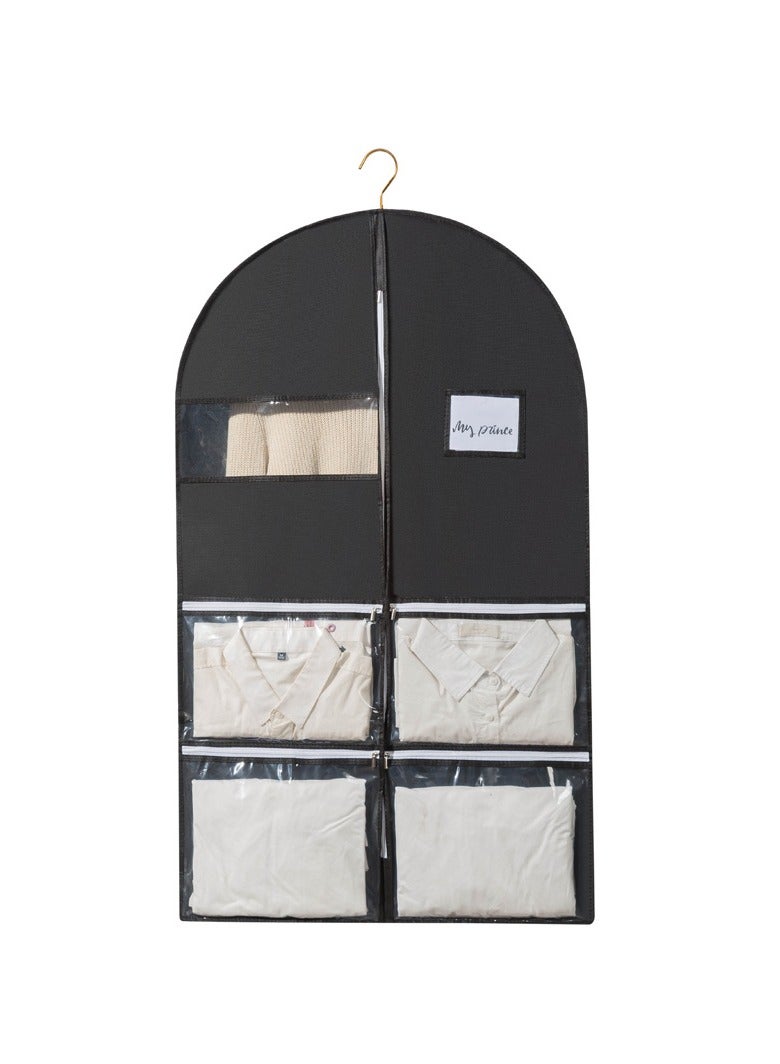 MIXDE Clothes Dust Cover,Non-woven Garment Bag With 4 Zipper Pockets And Clear Window,60x10x100cm - Image 1