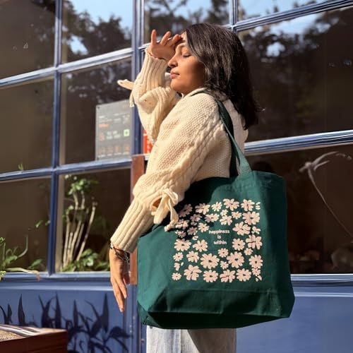 EcoRight Eco Right Large Canvas Tote Bag for Women, Tote Handbags for Women with Zipper & Inner Pocket for College, Shopping, Office - Image 3