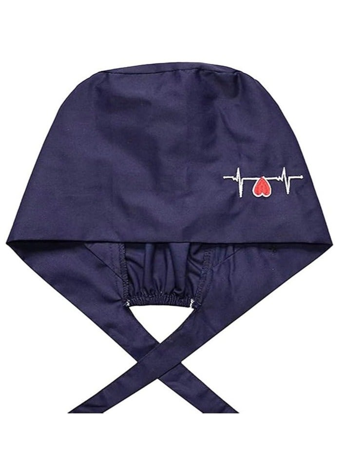 TLAXCA 2 Pack Surgical Caps Unisex Dental Stomatologist Operating Room Nurse Caps Adjustable Elastic Nursing Caps with ons and Sweatband Fluffy Cotton Hats  - Image 3