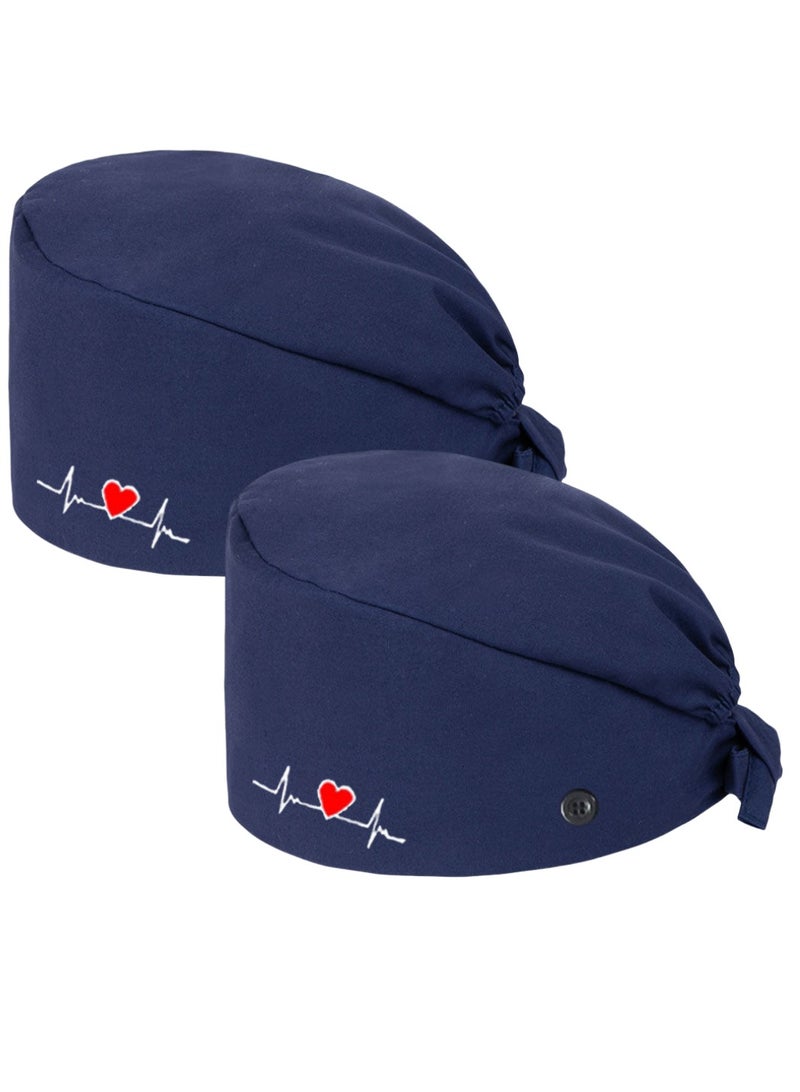 TLAXCA 2 Pack Surgical Caps Unisex Dental Stomatologist Operating Room Nurse Caps Adjustable Elastic Nursing Caps with ons and Sweatband Fluffy Cotton Hats  - Image 1