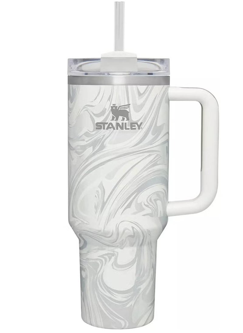 Stanley - Quencher H2.0 FlowState 40oz Vacuum Insulated Tumbler – Rose Quartz Swirl Travel Mug with Reusable Lid and Straw for Water, Coffee, Smoothies, and Iced Tea – Durable, Stylish, Leakproof, Keeps Drinks Hot or Cold for Hours - Image 1