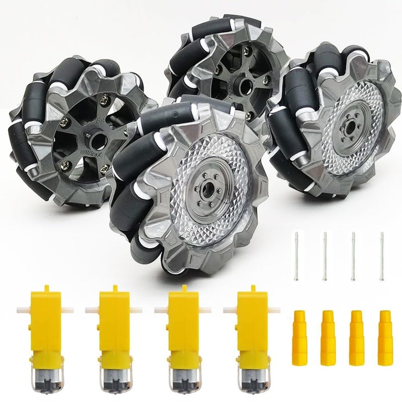 DWWTKL DIY Mecanum Robot Kit 4WD Omnidirectional Wheels Motors 4Pcs Wheels 4Pcs TT Motor