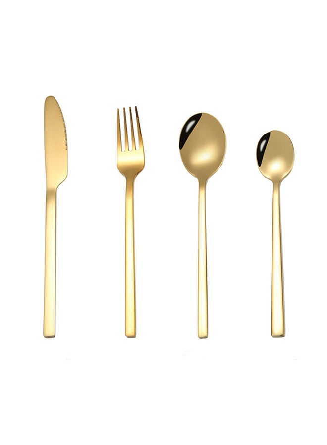 4-Piece Stainless Steel Cutlery Set Gold - Image 1