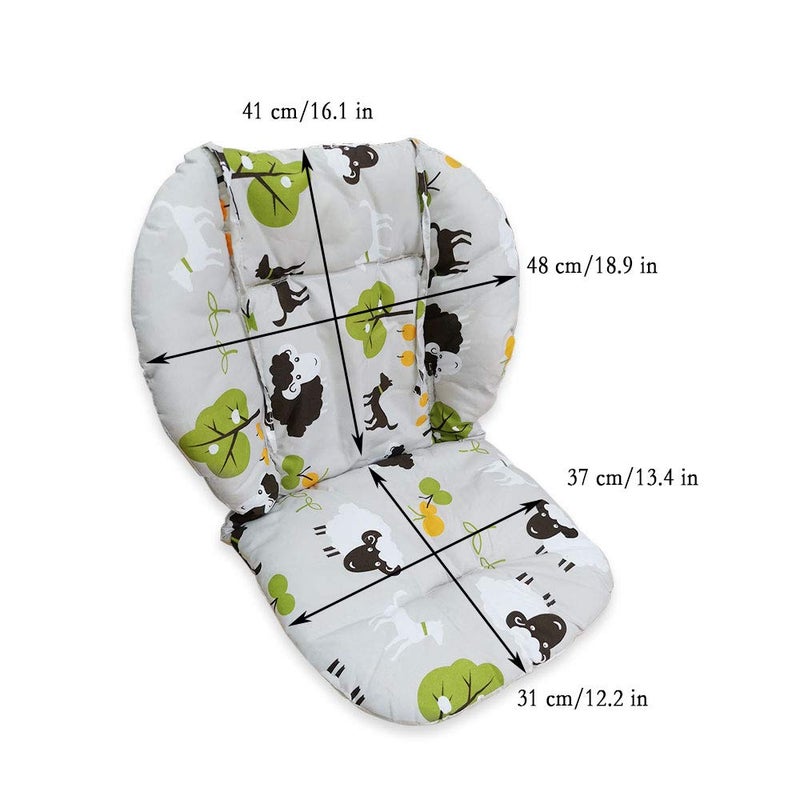 twoworld Baby High Chair Seat Cushion Liner Mat Pad Cover Resistant and High Chair Straps (5 Point Harness) 1 Suit (Grey Sheep) - Image 5