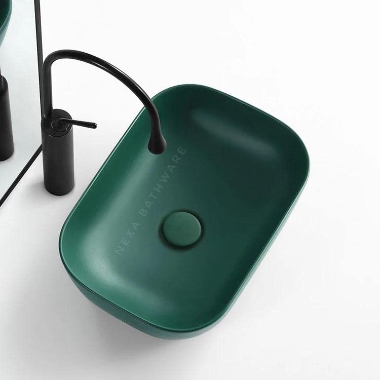 Nexa Bathware Impoarted Ceramic Wash Basin Luxurious Wash basin Table Top Bathroom Sink Wash Matt AQUA GREEN Colour 18 x 13 x 5 INCH838 - Image 1