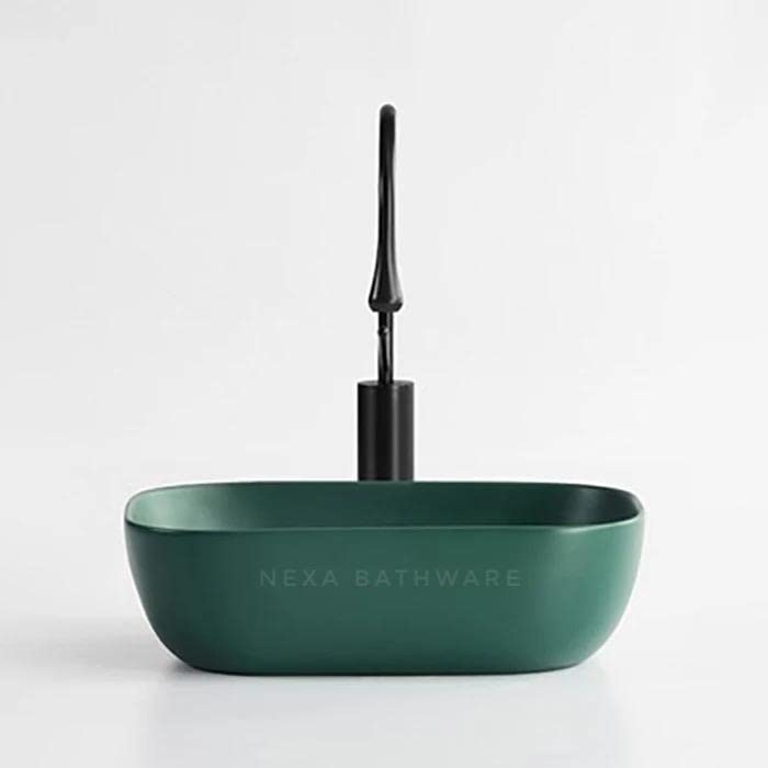 Nexa Bathware Impoarted Ceramic Wash Basin Luxurious Wash basin Table Top Bathroom Sink Wash Matt AQUA GREEN Colour 18 x 13 x 5 INCH838 - Image 2