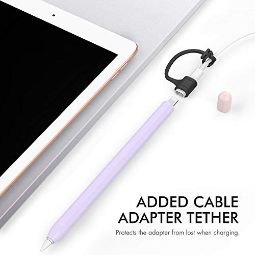 AHASTYLE Duotone Case for Apple Pencil 1st Gen, Silicone Sleeve Cover with Cable Adapter Tether Kit Compatible with Apple Pencil 1st Generation(Lavender) - Image 5