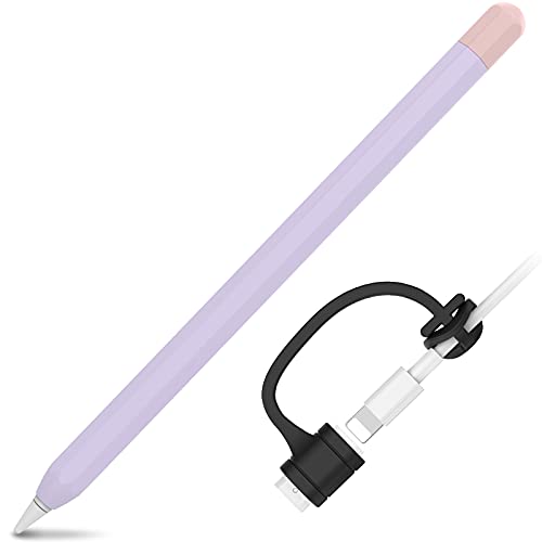 AHASTYLE Duotone Case for Apple Pencil 1st Gen, Silicone Sleeve Cover with Cable Adapter Tether Kit Compatible with Apple Pencil 1st Generation(Lavender) - Image 1