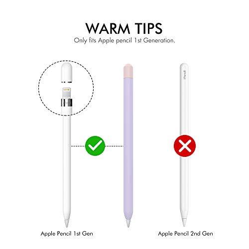 AHASTYLE Duotone Case for Apple Pencil 1st Gen, Silicone Sleeve Cover with Cable Adapter Tether Kit Compatible with Apple Pencil 1st Generation(Lavender) - Image 2