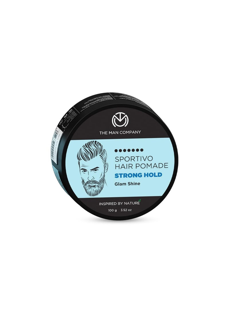 The Man Company Sportivo Stronghold Hair Styling Pomade Wax for Men | Stylish Glossy Finish Hair Volumizer | Non Sticky - 100gm - Image 1