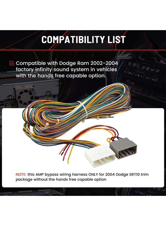 RED WOLF Car Factory Amplifier Bypass Wiring Harness Fit for Dodge Ram 2002-2004 OEM AMP Wire Cable Plug Connector Install Aftermarket Radio Stereo with Infinity System - Image 3