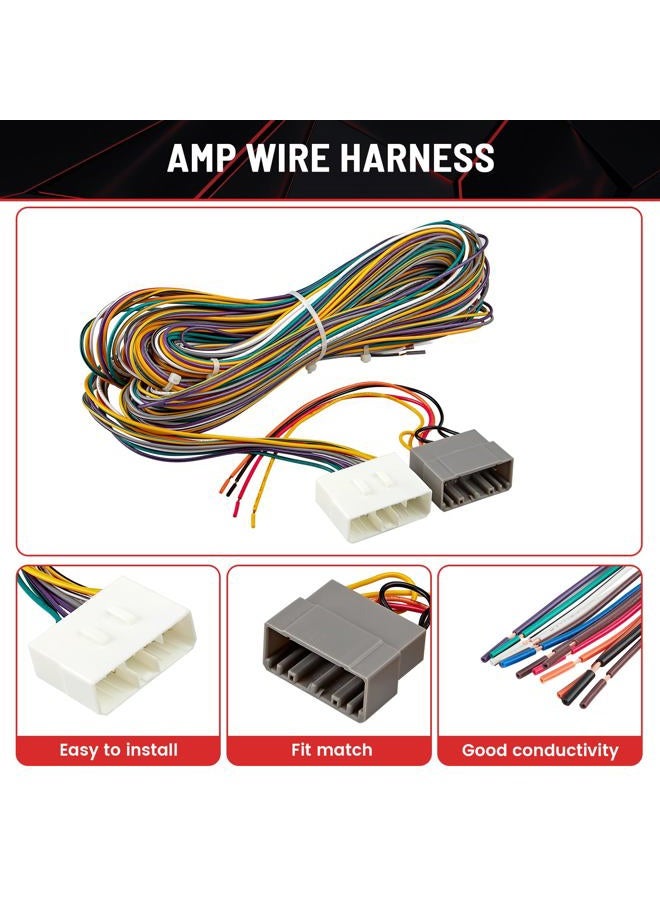 RED WOLF Car Factory Amplifier Bypass Wiring Harness Fit for Dodge Ram 2002-2004 OEM AMP Wire Cable Plug Connector Install Aftermarket Radio Stereo with Infinity System - Image 4