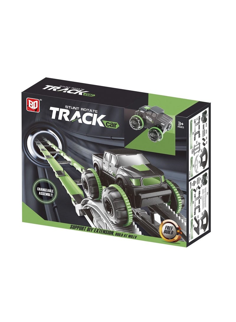 BD Ultimate Stunt Rotate Track Car: 54-Piece Set with Changeable Assembly, DIY Tracks, Light Wheel - Perfect for Kids Ages 3+ - Image 1