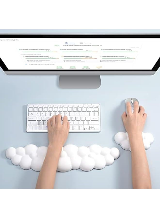 Keyboard Wrist Rest Set Cute Cloud Shape Wrist Rest Support for Mouse Keyboard Computer Elbow Pad Arm Rest Mouse Wrist Cushion, Ergonomic Design for Typing Comfortably(Keyboard not Included)  - Image 2