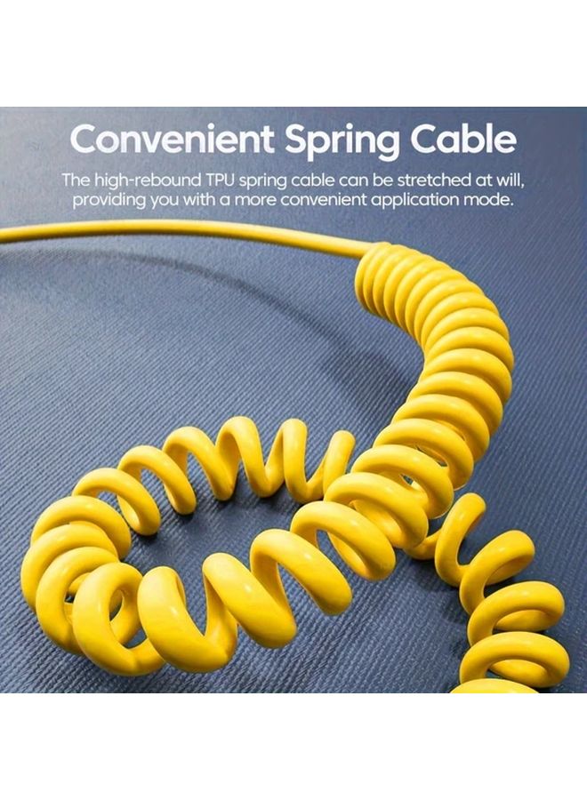 2pcs 4in1 Yellow Fast Charging USB C Spring Cable 50 80W Output Retractable for iPhone Huawei Samsung - Image 5