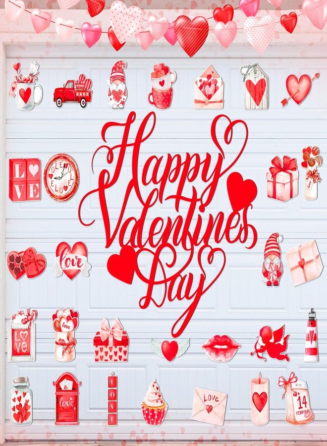 Ferraycle 30 Pcs Magnetic Valentine‘s Day Garage Door Decorations Happy Valentine‘s Day Garage Door Magnets Love Heart Decor Car Magnets Stickers Refrigerator Decals - Image 1