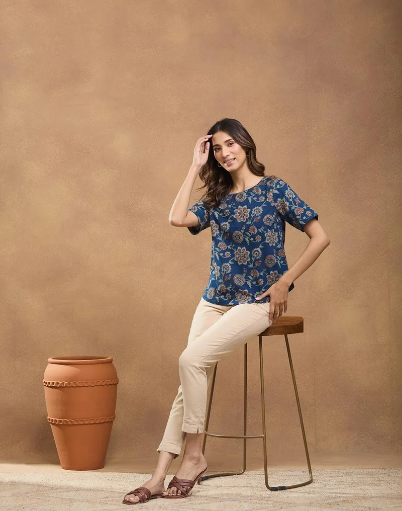 Fabindia  Indigo Cotton Top for Women | Best Price UAE