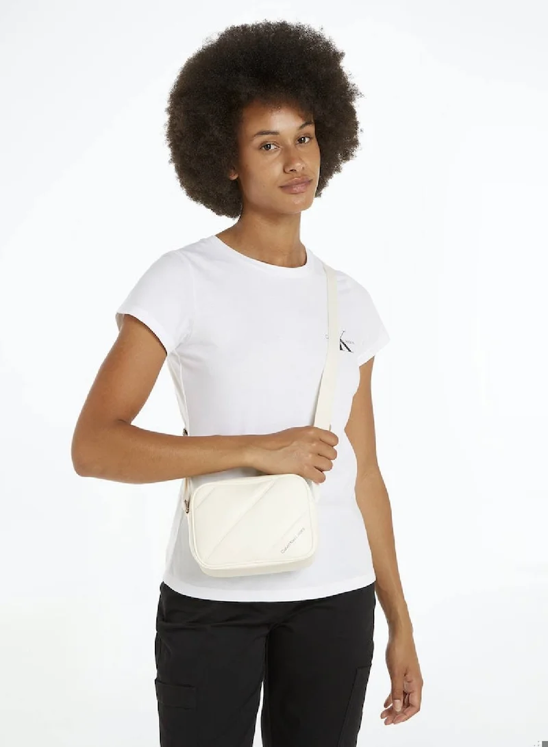 Calvin Klein Jeans Women's Quilted Camera Crossover Bag - Polyurethane, White