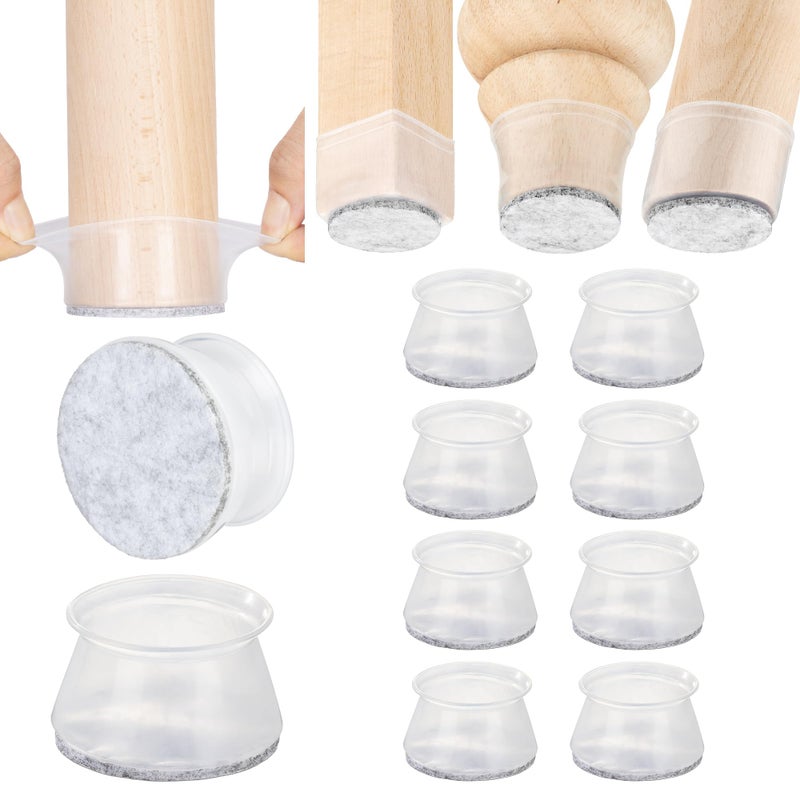 Aneaseit Chair Leg Floor Protectors  8 pcs Clear  Felt Bottom Silicone Pads for Hardwood Floors  Furniture Feet  Rubber Caps for Chairs  XLarge
