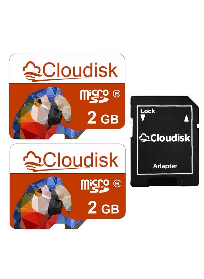 Cloudisk 2Pack Micro SD 2GB Card MicroSD Memory Card C6 Parrot-Prime with SD Adapter (2GB) - Image 1