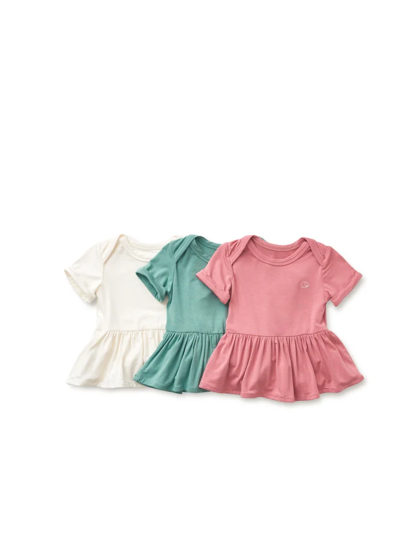 Anvi Baby Organic Bamboo Spandex Onesie Dress- Gift Set Girls-Lilac/Sage/White
