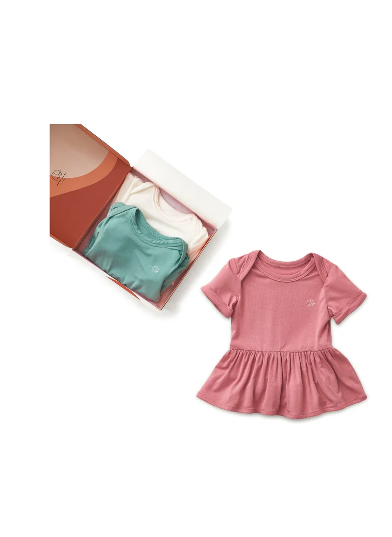 Anvi Baby Organic Bamboo Spandex Onesie Dress- Gift Set Girls-Lilac/Sage/White