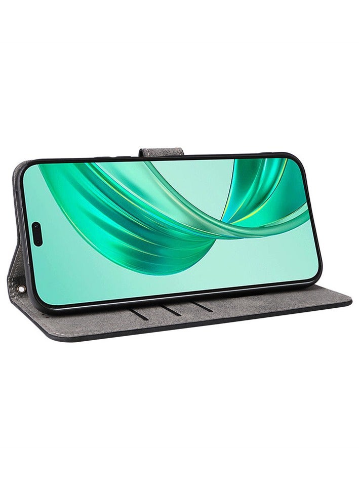 [1+1 مجموعات] غلاف هاتف Honor X8c 4G وواقي شاشة Flip PU جلد محفظة مع حامل بطاقة 1 عبوة واقي شاشة زجاجي - Image 3