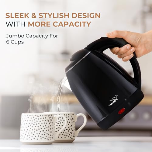 V-Guard VKP15 Prime 1.5 Litre Electric Kettle for Hot Water | Cool Touch Body | 2 Year Coverage By V-Guard |1500 Watt | Double Layer Outer Body,Plastic,Black - Image 4