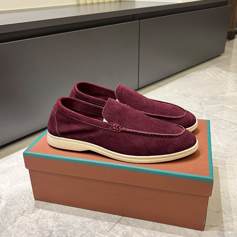 European Station Classic British Style Loafers Sheepskin Leather Tassel Slip-On Flats Couple Shoes - Image 1