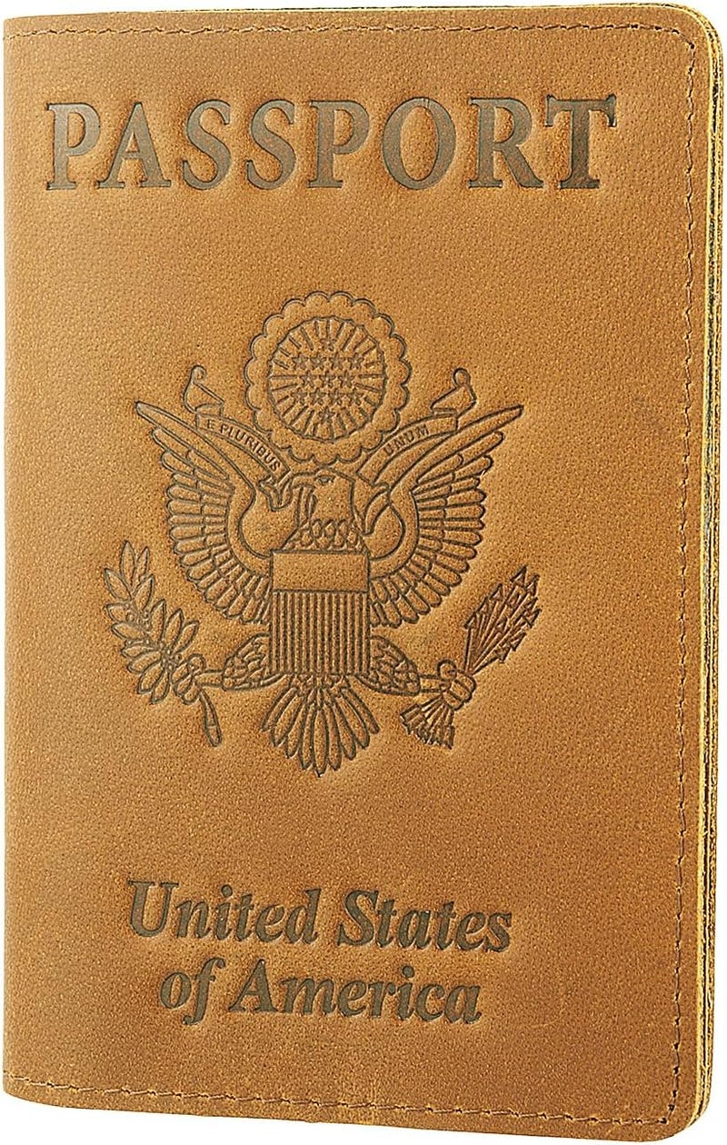 AGBIADD حامل جواز سفر مضاد لتقنية RFID (بني) - Image 1