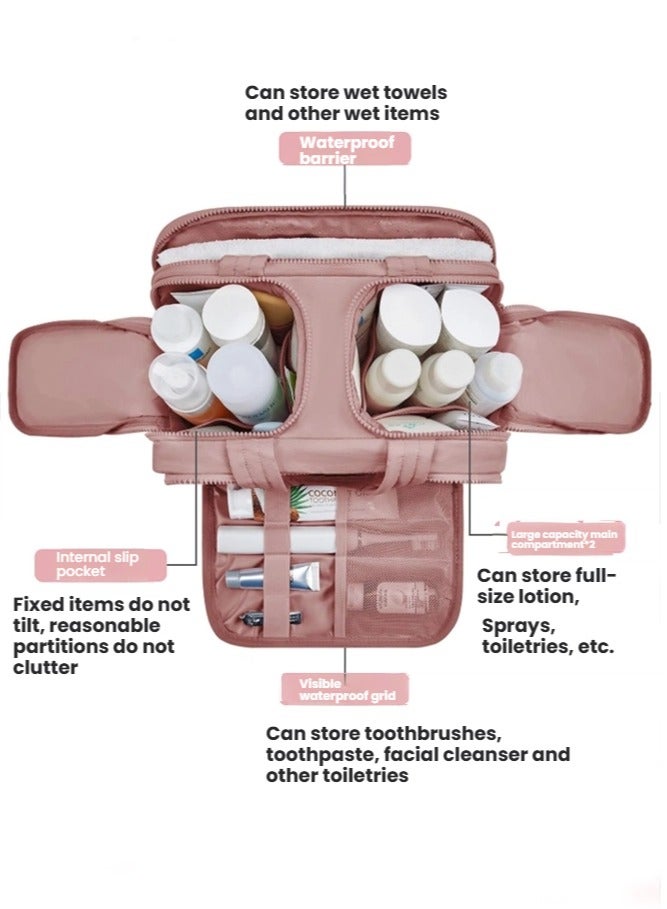 عام حقيبة مستحضرات تجميل محمولة وخفيفة الوزن، ذات فتحة واسعة ونسيج ناعم، مزودة بأقسام داخلية لتنظيم الأغراض، قطعة أساسية لا غنى عنها في السفر. - Image 3