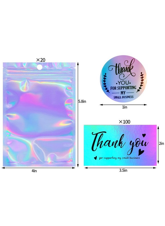 Poualss 630 Pieces Thank You Cards And Stickers Set With 30Pcs Resealable Packaging Bag 500Pcs Small Business Roll Stickers 100Pcs Thank You Business Card For Business (Holographic) - Image 2